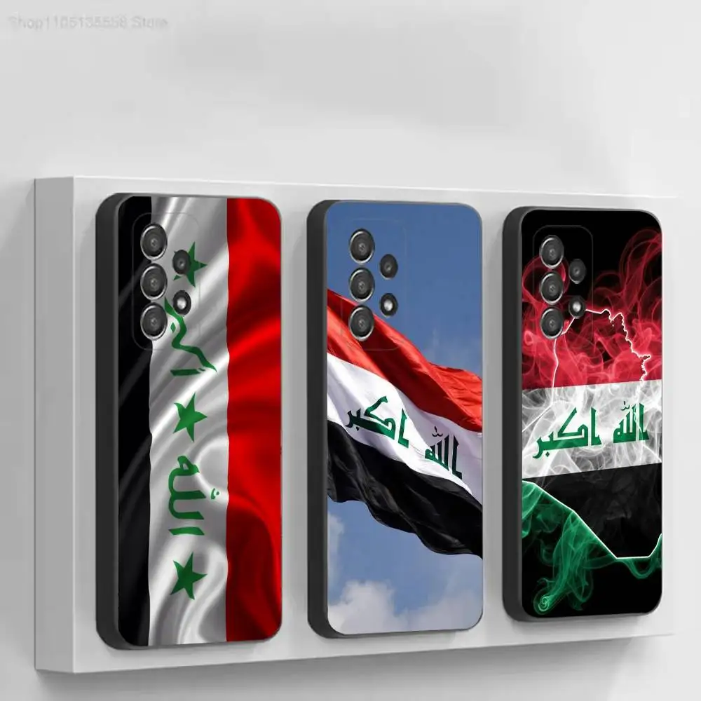 Iraq Flag On Iraqi E-Emblem Black Soft Protective Case For Samsung Galaxy S30, 25,24,23,22,21,20,10 Ultra Plus Lite FE