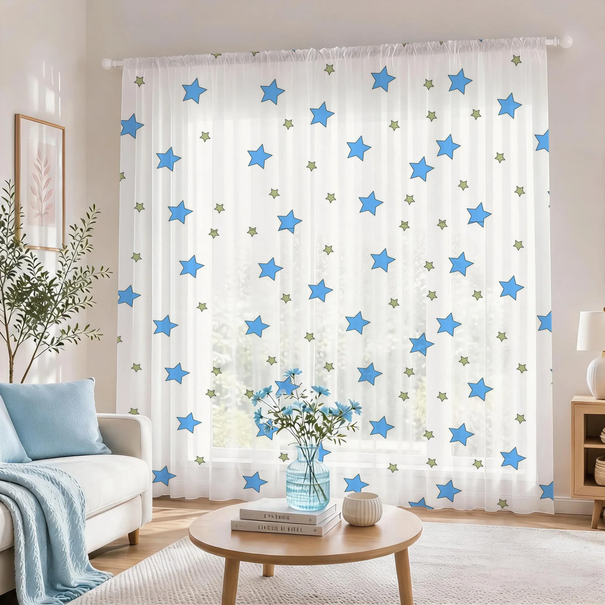 Blue Star Modern Gradient Sheer Curtain, Good Quality Light ReducingLuxuriousPrivacy Voile for Living/Bedroom/Kids Room,Day Gift - view 4