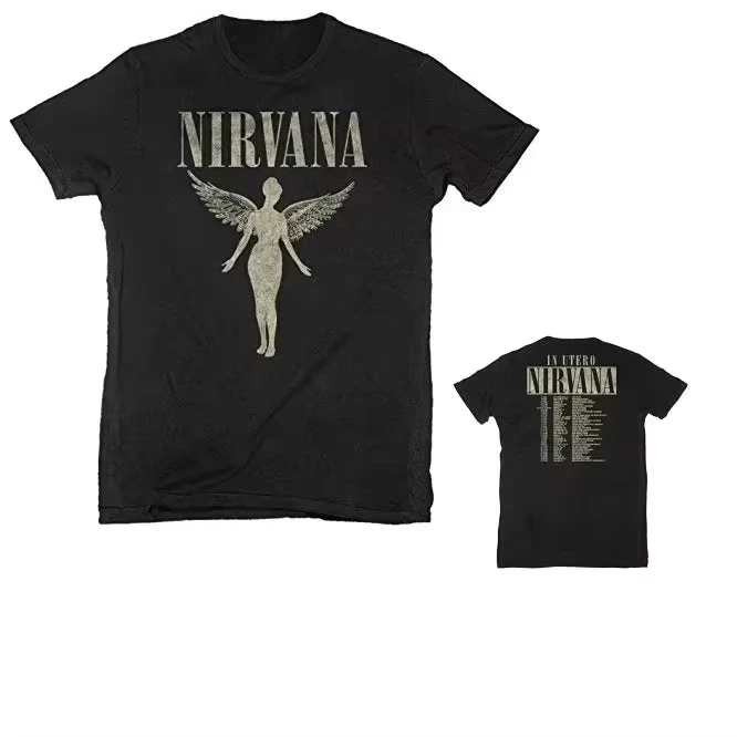 2026 Bestseller Y2K Retro Rock Style Unisex Short Sleeve Tops Vintage Album Art Graphic Print Loose High-grade Streetwear