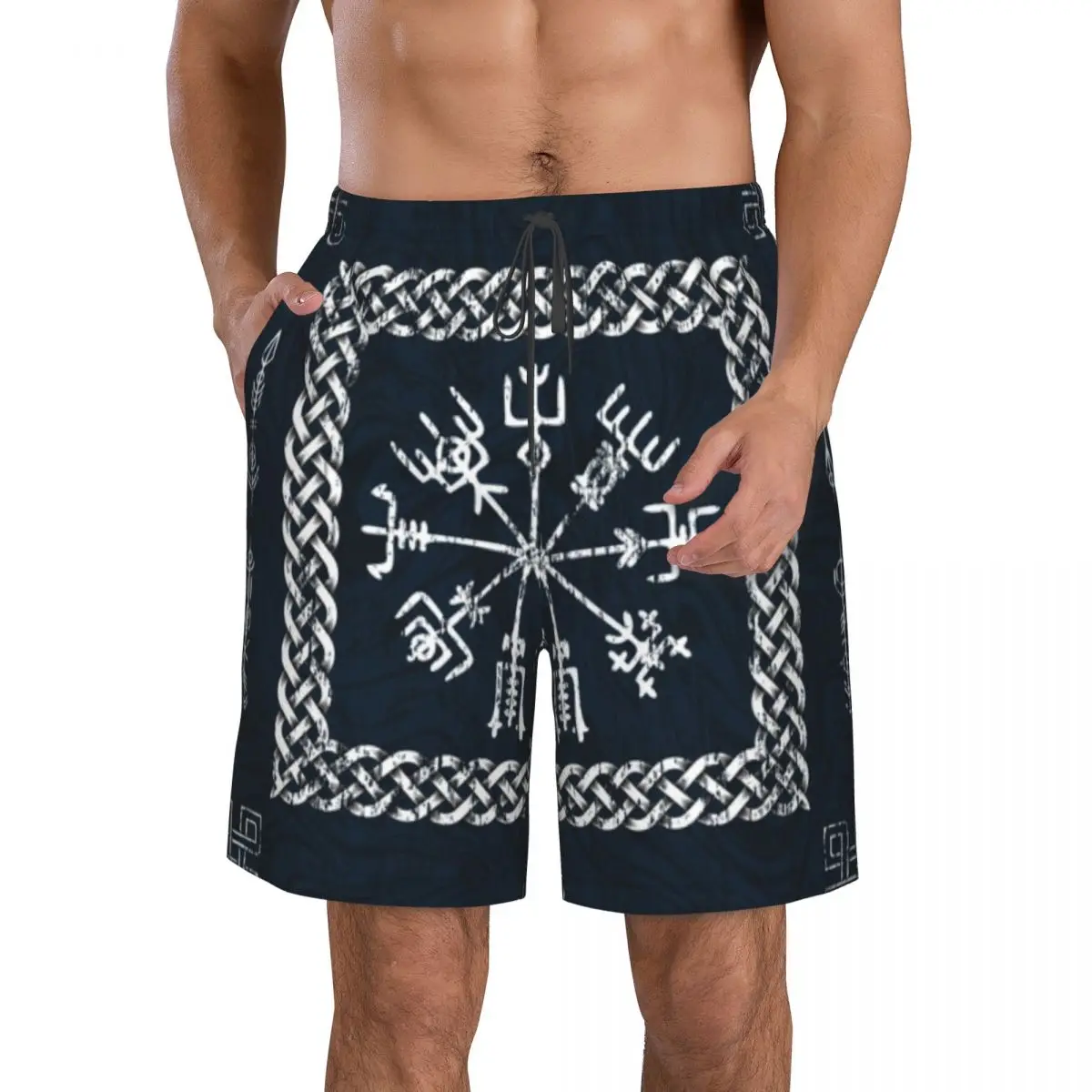 Men Beach Short Quick-drying Swimming Trunk Viking Scandinavian Swimwear Swimsuit Bathing Shorts