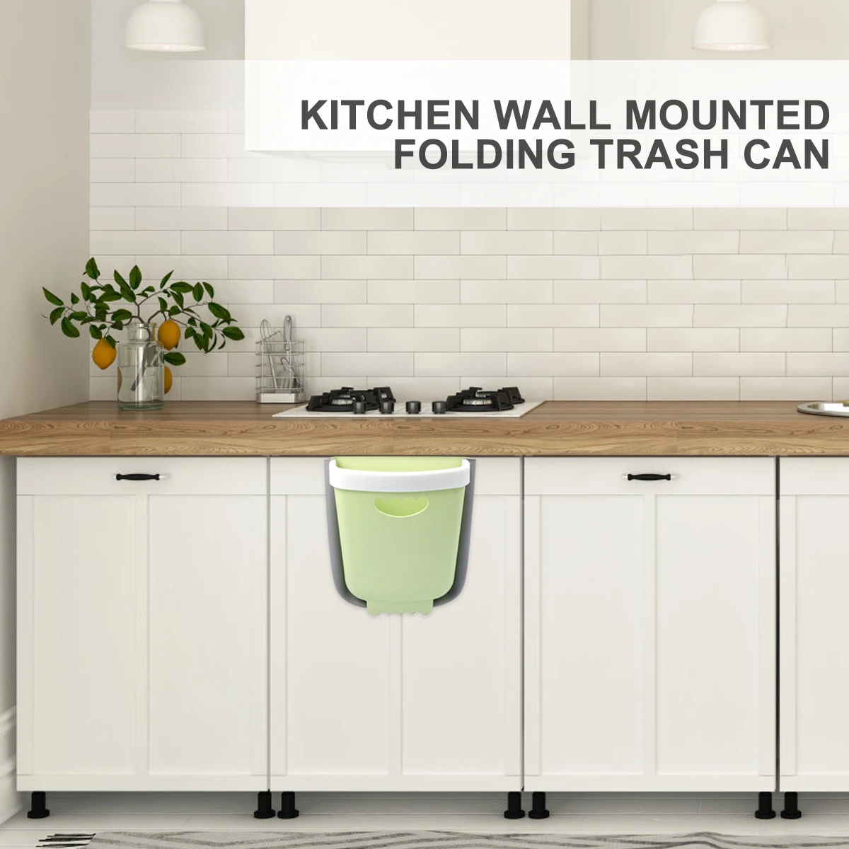 

Garbage Can Folding Trash for Kitchen Large Capacity Household Basket Bin Green Waste