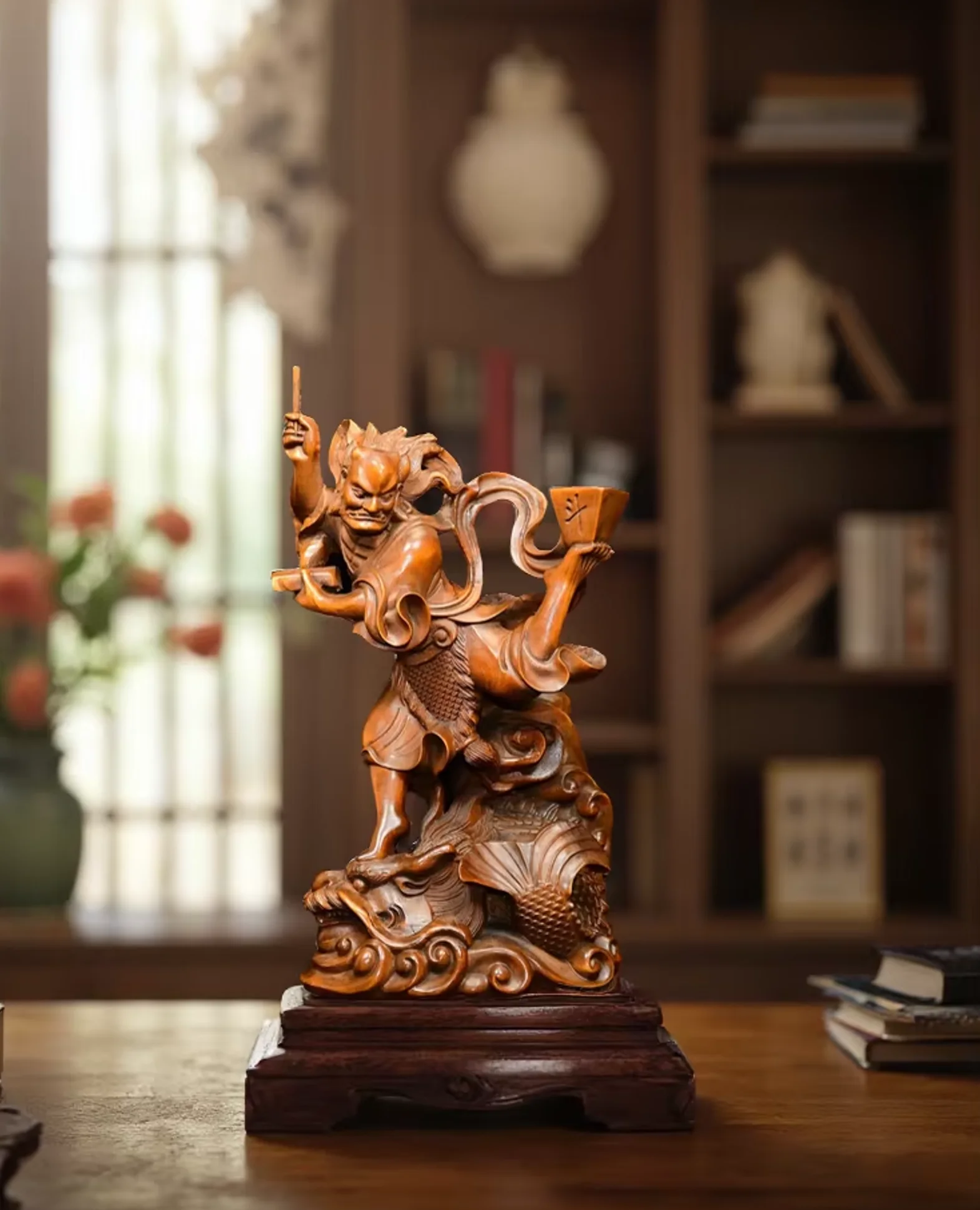 Old Boxwood Test God The God of the Imperial Examination scholar Offering sacrifices to immortals Wenfang screen Amass wealth
