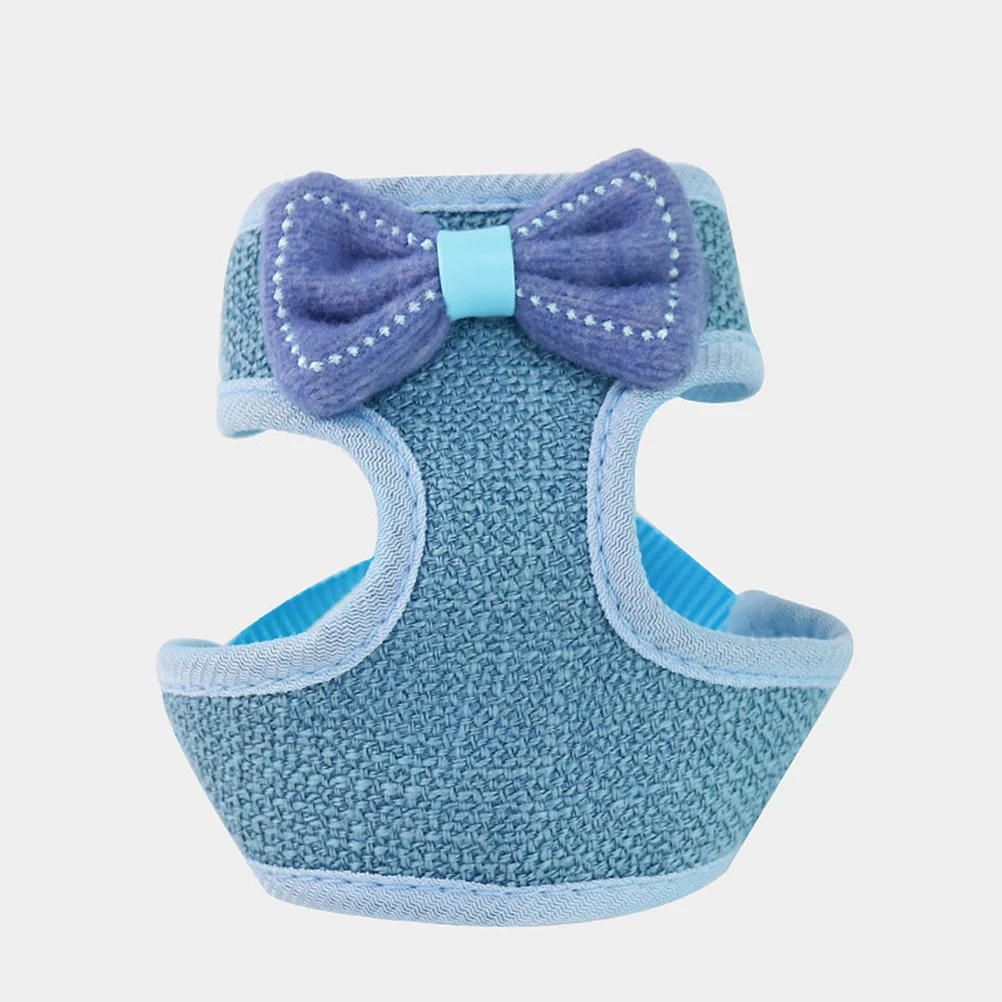 

Bowknot Vest Type Cat Harness Blue Adjustable Pet Chest Strap Lightweight Breathable Cat Harness Suitable for 2.5kg-10kg Cats