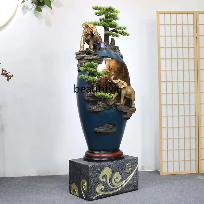 Ornament living room Chinese decoration floor rockery flowing water fountain atomized landscape humidifier