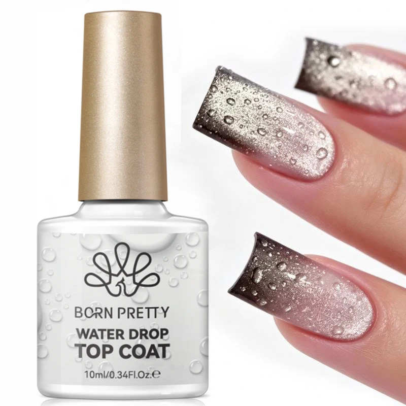 BORN PRETTY 10ml Wassertropfen-Überlack für DIY Wassertropfen-Form Maniküre Ohne Abwischen Selbstnivellierend Abziehbar UV-LED-Funktionsgel 1/2 Stück
