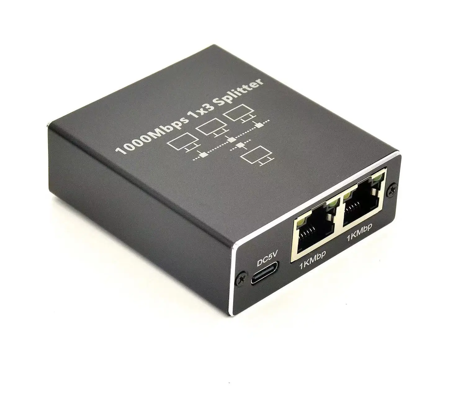 1000Mbps RJ45 Ethernet Splitter 1 to 4 Out Network Splitter with USB Power Cable RJ45 Internet Splitter Adapter 1000Mbps