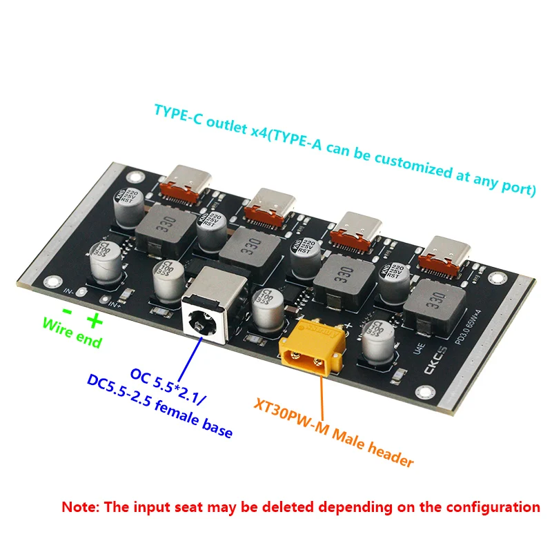 QC3.0 4-way PD65W Fast Charger Module Apple PD3.0 PPS Fast Charger XT30PW/Type-C/5525