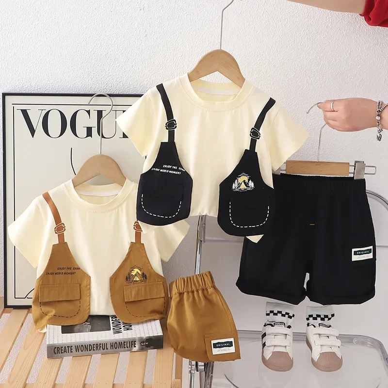 

New Summer Baby Boys Clothes Suit Children Fashion Casual Short Sleeved T-Shirt Shorts 2Pcs/Sets Toddler Costume Kids Clothing