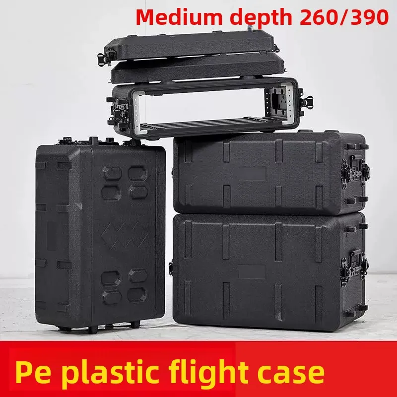PE Plastic Flight Rack Case, Portable Equipment Cabinet Box, For Audio Amplifier Receiver Wireless Microphone Storage