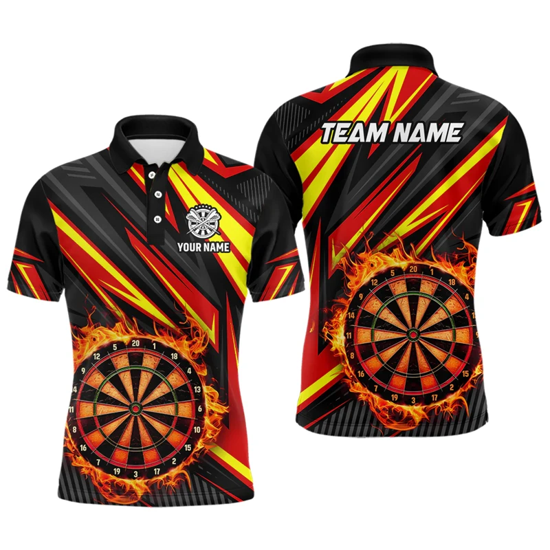 

2025 New Custom Name Darts Pattern Men's Short Sleeve Polo Shirts 3D Printed Breathable Lapel Shirt Dart Sports Quick Drying Top