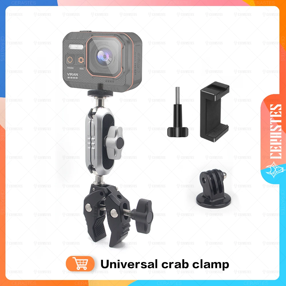 

Aluminum Alloy Super Clamp with Double Ball Head Magic Arm 1/4"-20 Threaded Holes for Gopro/DSLR Mount Camera Monitor Light