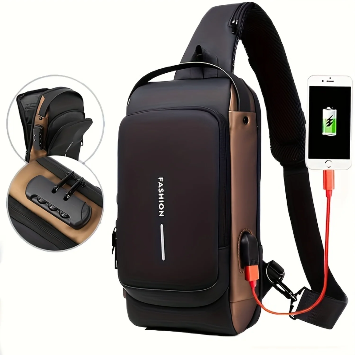 Fashion Chest Bag, Outdoor Sports Sling Bag, Women's Casual Crossbody Purse With USB Charging & Password Lock