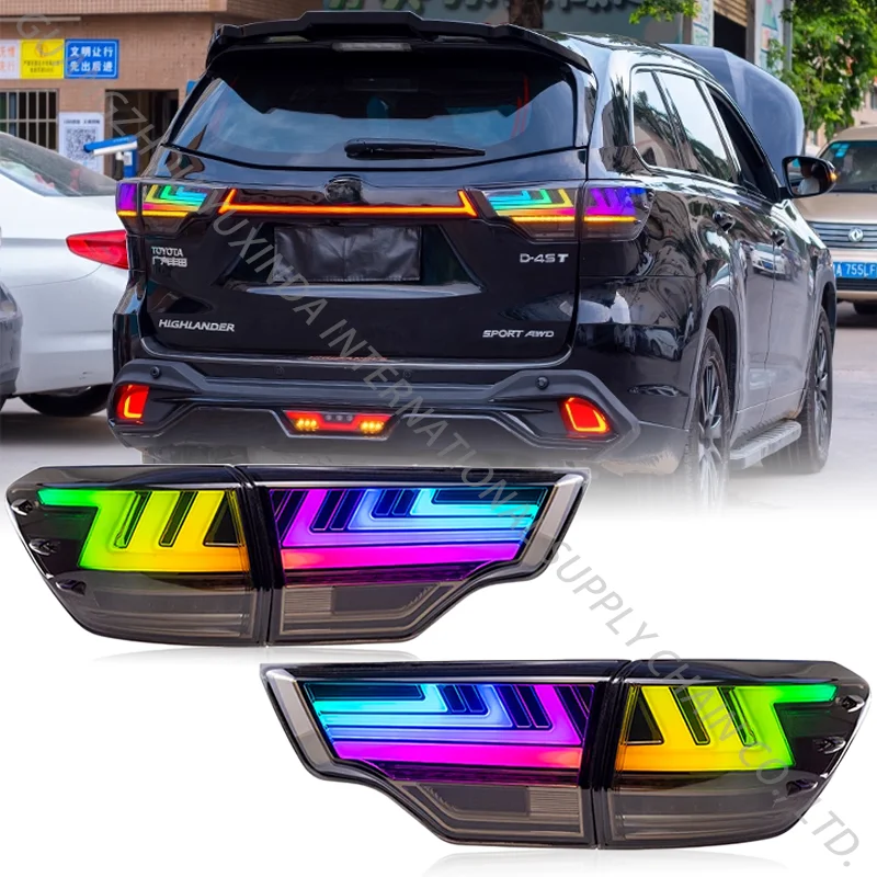 Auto RGB Taillight Accessories For Toyota Highlander 2015-2021 NEW LED Rear Light Assembly 2016 2018 2019 Wholesale