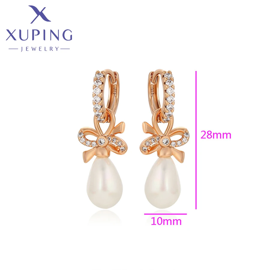 Xuping Jewelry New Arrival Copper Alloy Imitation Pearl Gold Color Hoop Earrings for Women Girl Party Gift X000896736