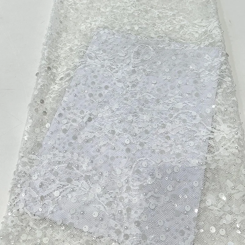 11 cores 2025 frisado lantejoulas pérolas bordado tecido de renda vestido de noiva material diy moda apliques acessórios