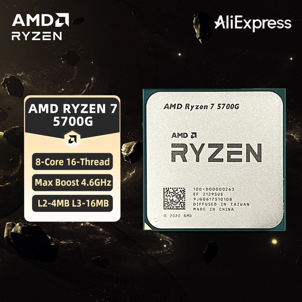  AMD Ryzen 7 5700G CPU AMD R7 5700G Processor 4.6GHz 8-Core 16-Thread 16MB Cache Socket AM4 Desktop Gaming CPU Radeon Graphics 