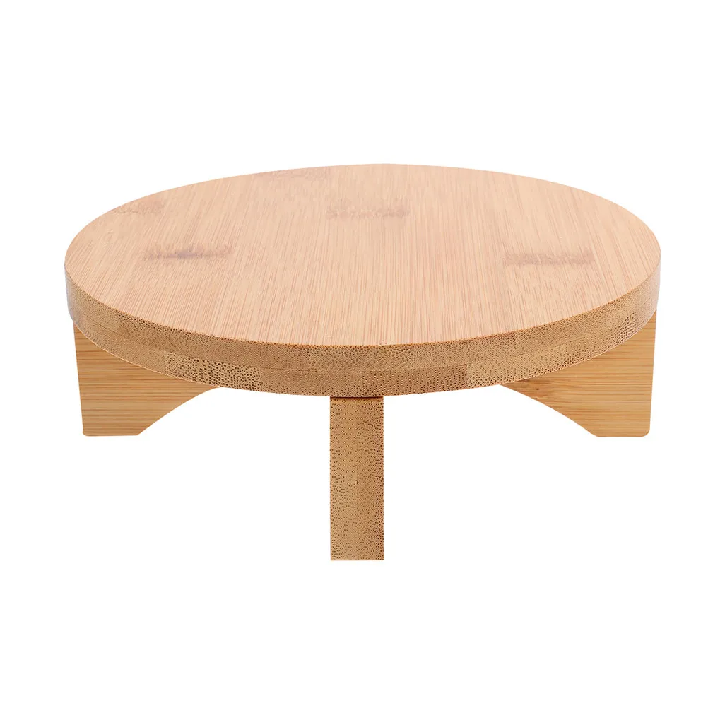 Wooden Bamboo Plant Riser Round Flower Pot Stand Decorative Pedestal for Tabletop Planter Display Vase Small Item Holder