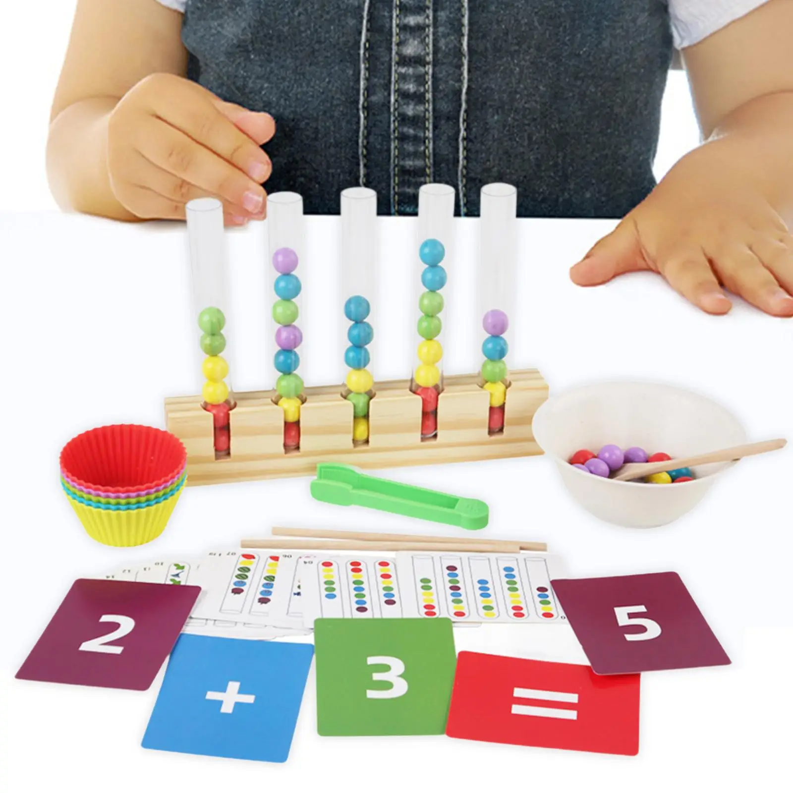 

Rainbow Clips Beads Toys Fine Motor Color Classification Early Education Sequencing Math Games for Children Age 3~6 Girls Gifts