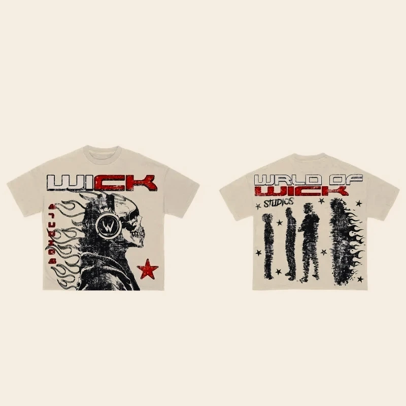 

Summer American Street Anime Letter Printed Short Sleeve T-shirt for Men Women Y2k Harajuku Fashion Couple Casual Loose Tee Tops