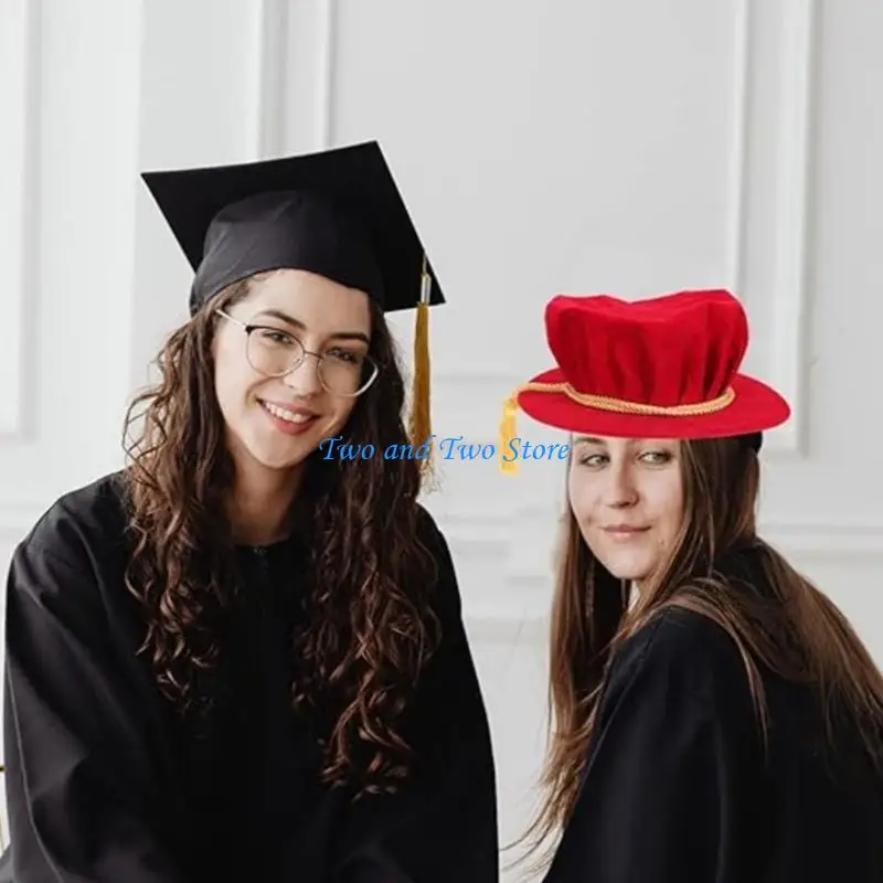 

HX6F 2026 Graduation Cap Breathable Doctoral Tam for Adult Ceremony Photo Props