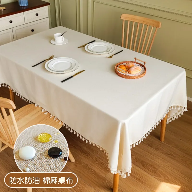 

New Cotton and Linen Tablecloth Waterproof Table Cloth Household Rectangular Oilproof TableclothTable Cover Table Mat Nappe