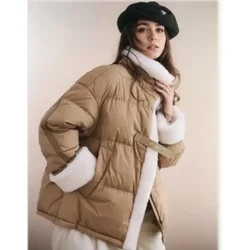 Piumino d'anatra da donna di lusso per l'inverno 2024 piumino con colletto alla coreana spessa calda piuma femminile parka capispalla da neve