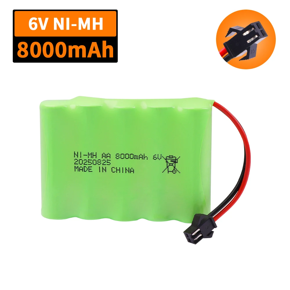 NiMH Battery 6V 8000mah with USB Charger For Rc Toys Cars Tank Truck Robots Guns Boats AA Ni-MH 6v Rechargeable Battery Pack