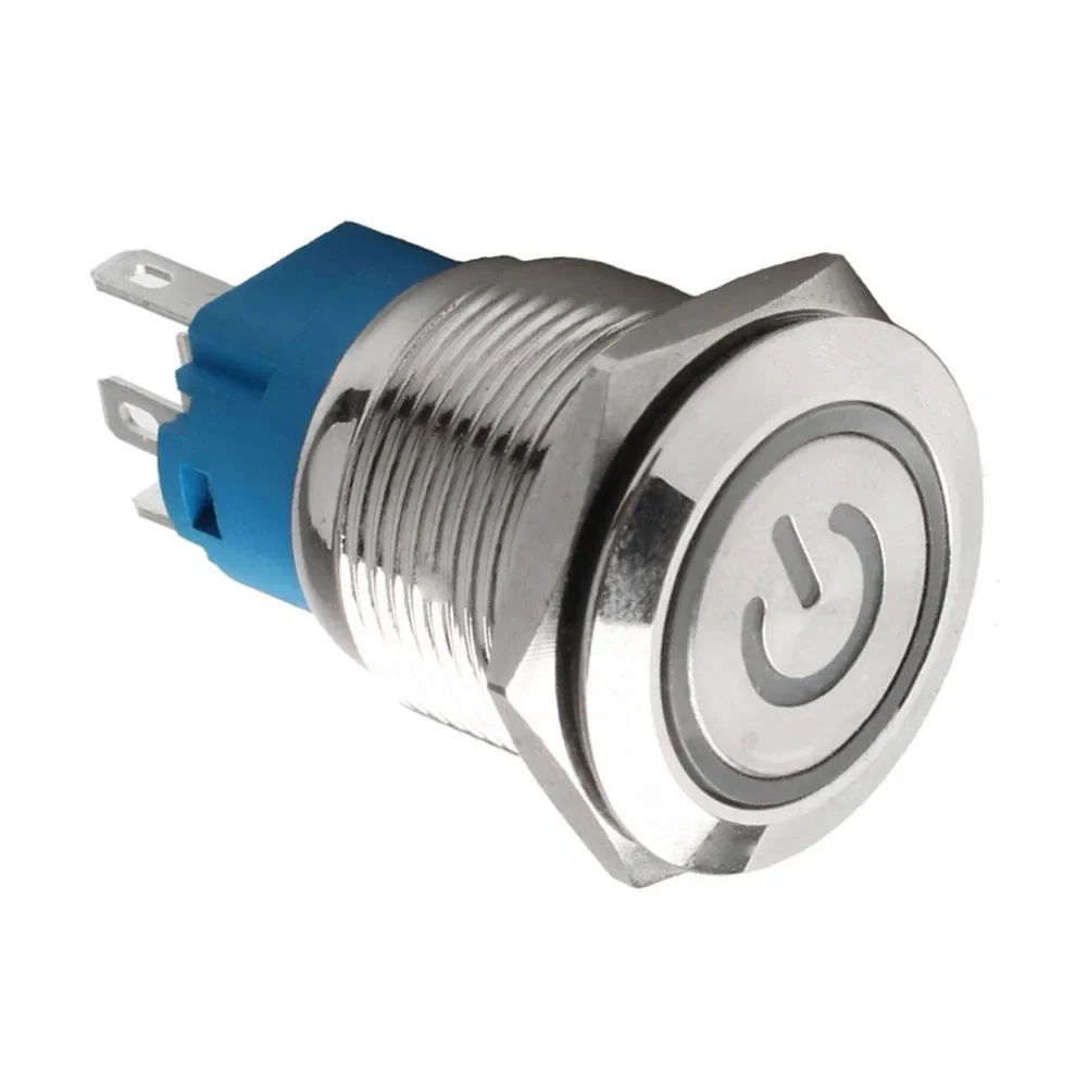金属ボタンスイッチ バンダルプルーフ 19mm ステンレス鋼 プッシュボタンスイッチ LED 12V セルフロック付き (113 文字)