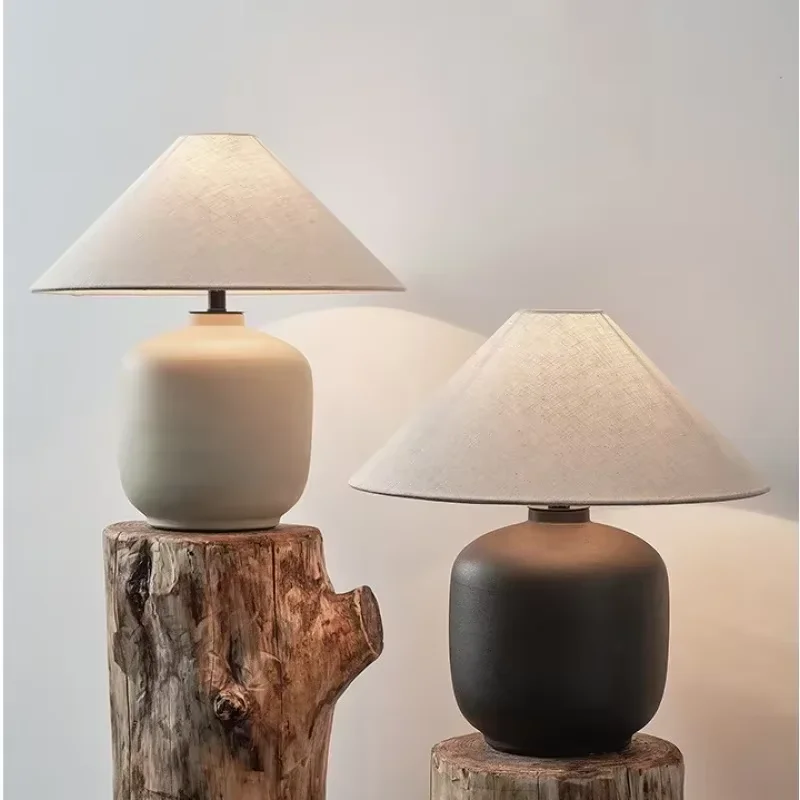 

Wabi sabi Ceramic table Lamp Japanese Retro pot vases stand lamp living room Bedroom Bedside sofa coffee table decor LED light