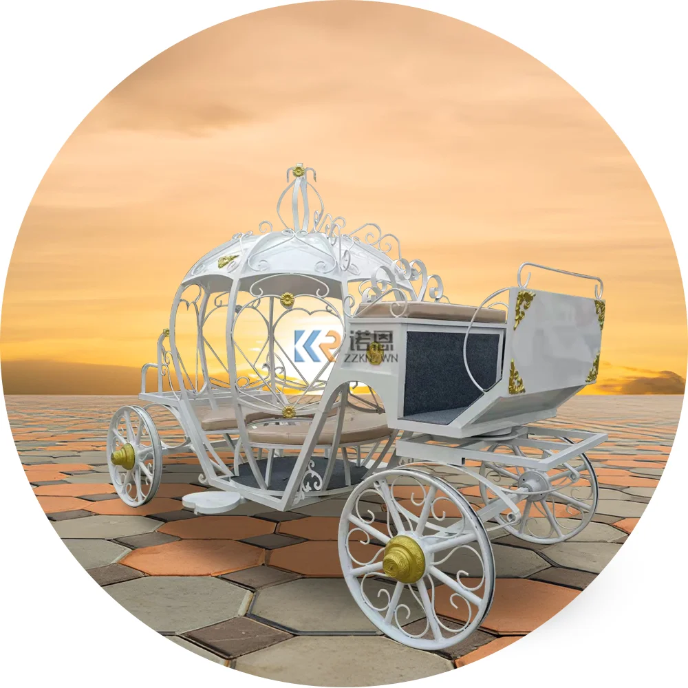 

OEM Cinderella Pumpkin White And Golden Horse Carriage Royal Wedding Wagon Carriage Elegant Princess 4 Wheels