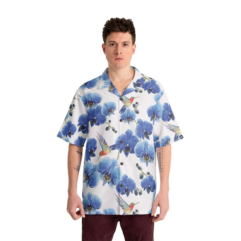 Tropische Kolibrie 3D Bedrukte Shirts Voor Mannen Kleding Casual Hawaiiaanse Dieren Korte Mouw Kleine Vogel Blouses Aloha Knop Tops