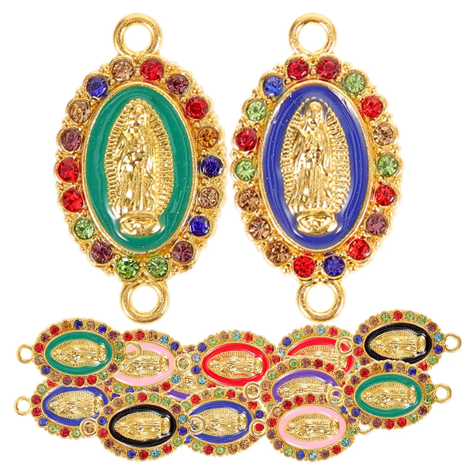 

24pcs Virgencita Charms Catholic Necklace Bracelets Large Alloy Drilling DIY Pendants Earring Accessories Virgin Jewelry