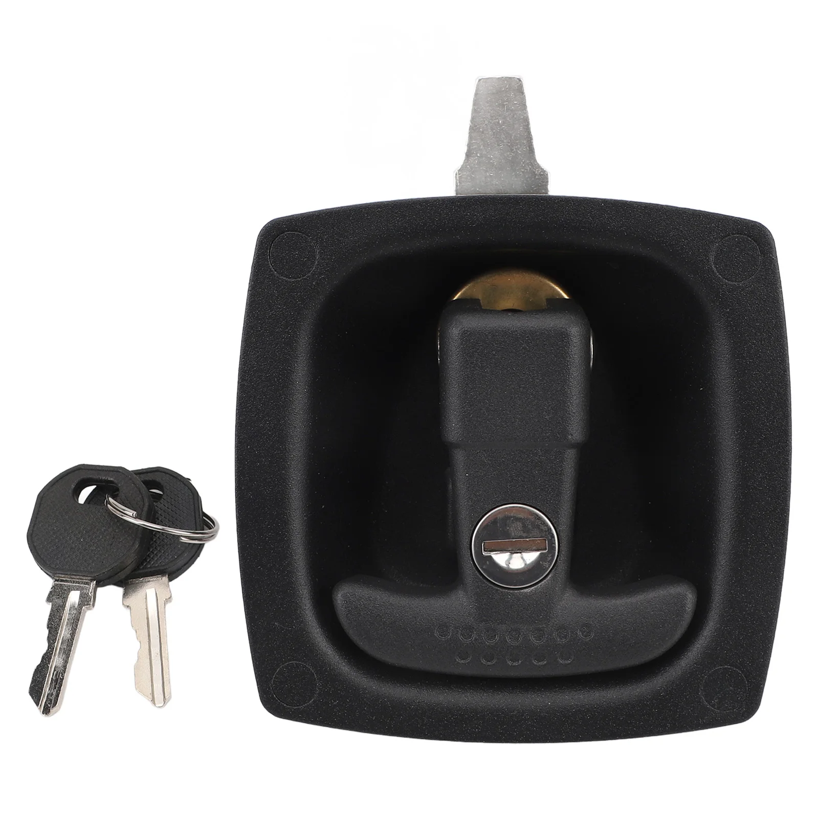 T Handle Latch Black Zinc Alloy T Type Toolbox Folding Handle Lock with Two Keys for RV Camper Trailer