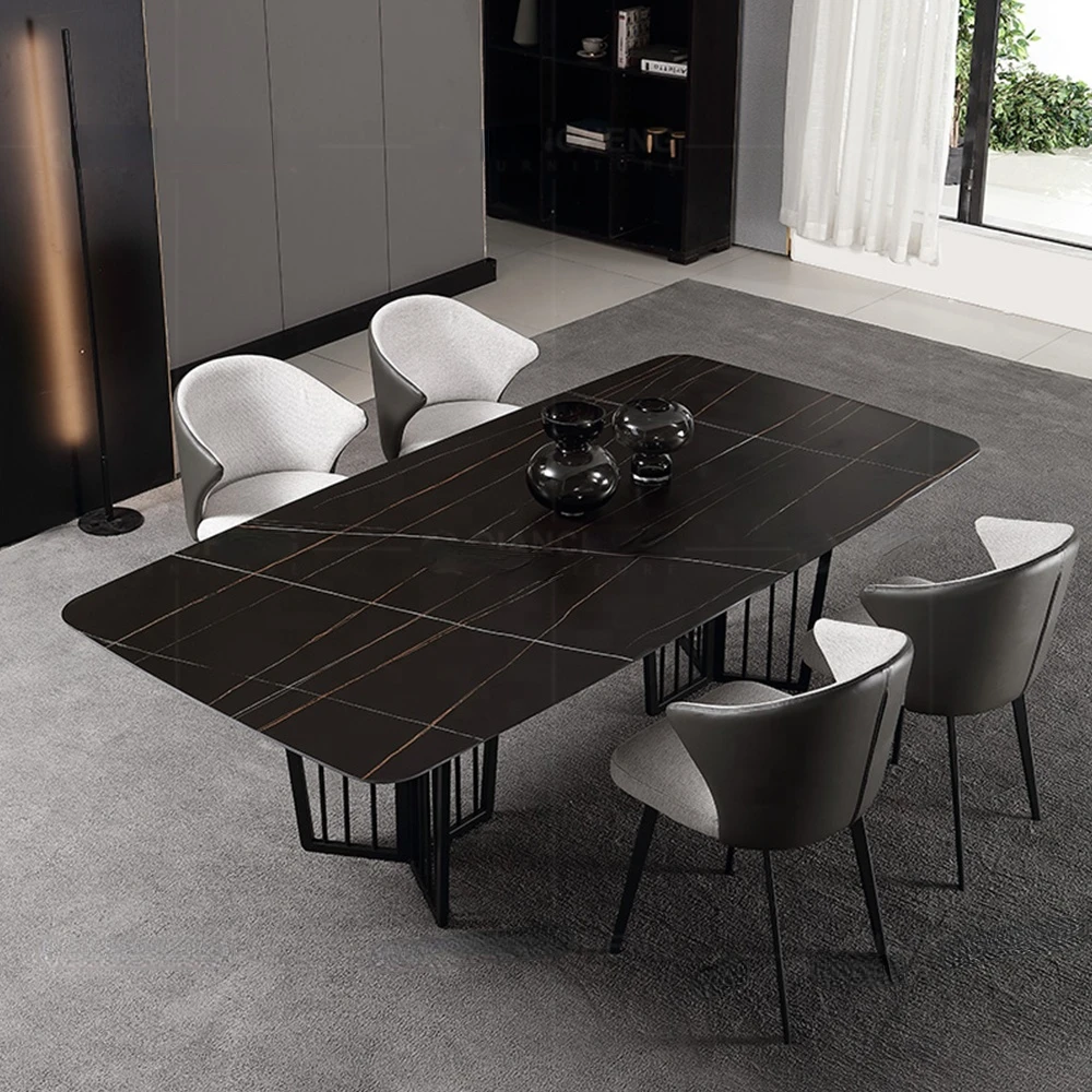 

Modern Simple Sintered Stone Dining Table and Chair Wrought Iron Barbecue Dining Table Base Dining Table