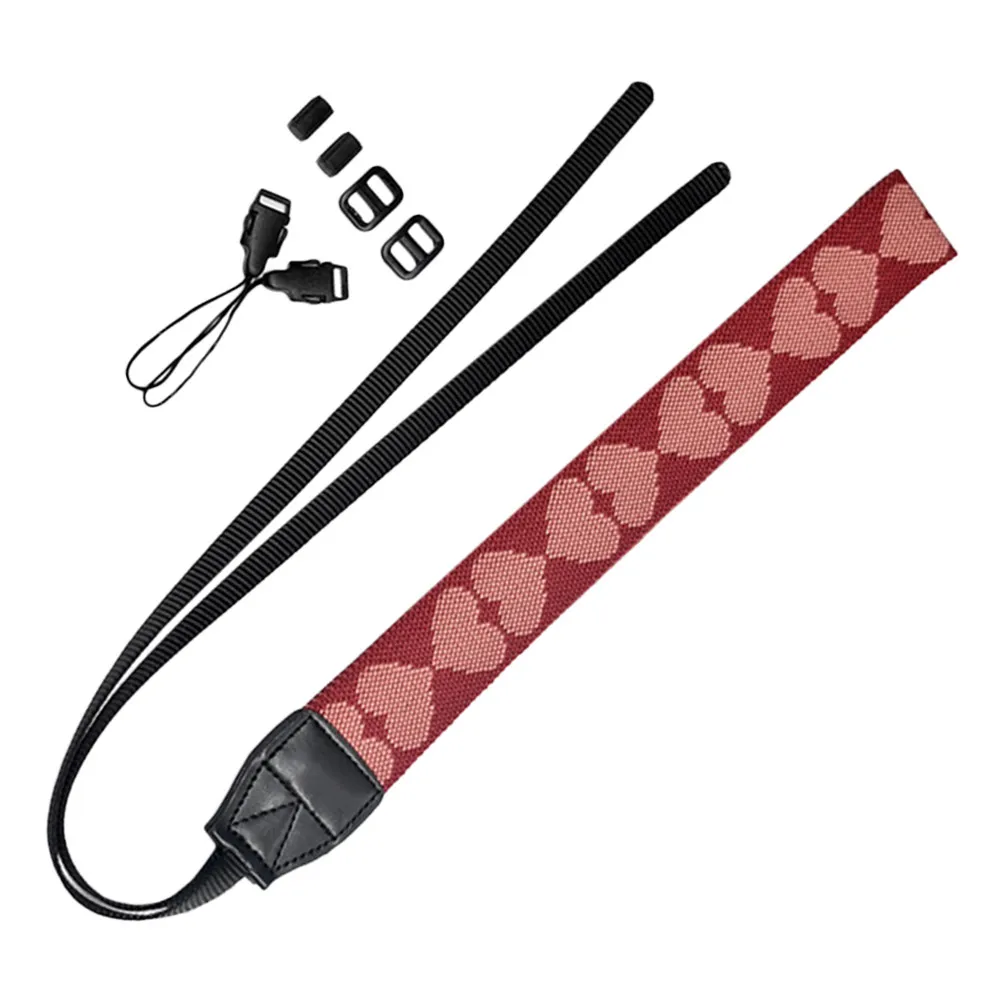 Adjustable Camera Shoulder Strap for Women and Men Polyester Heart Pattern Photography Accessory for Outdoor Use