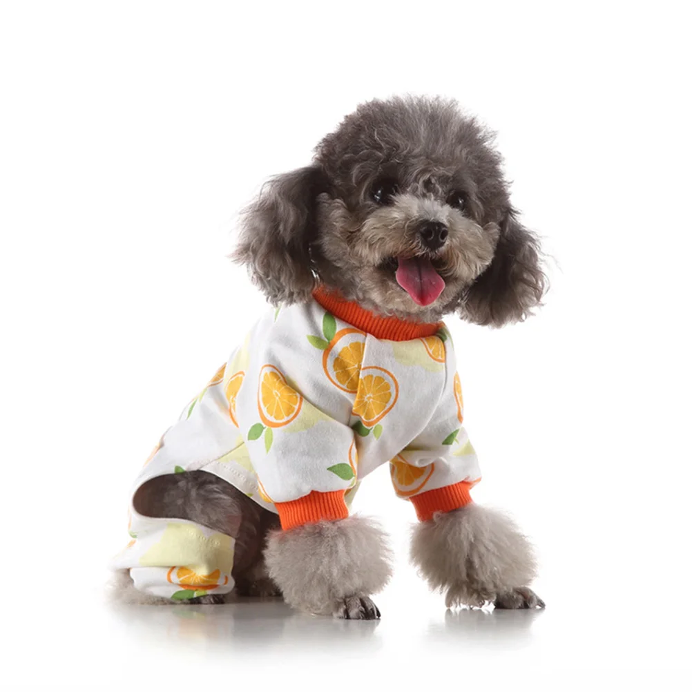 

Pet Pajamas Orange Pattern Cotton Dog Clothes Autumn Winter Warm Puppy Clothes Size Comfortable Pet Home Costume