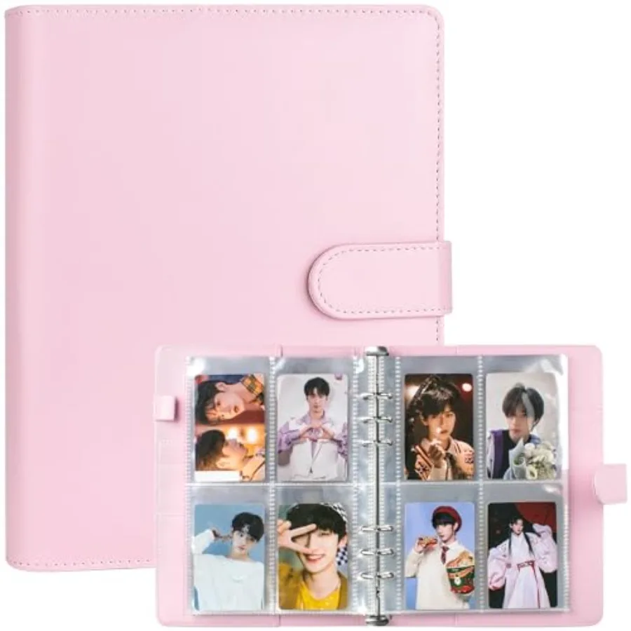 

A5 Kpop Photocard Binder, 6 Ring Binder Album with 200 Card Slots, PU Leather Binder Cover with Magnetic Buckle Closure for Org