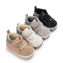 New Baby Shoes Boys High Top Casual PU Leather Anti-slip Wear-resistant Newborn Toddler Sports First Walker