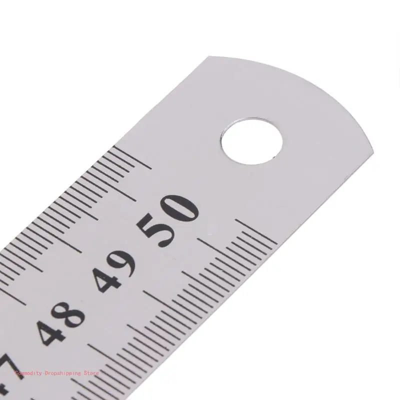 Lightweight Stainless Steel Ruler Rule Measuring Measure Straight with Hole for Easy Hanging for Carpenter Students