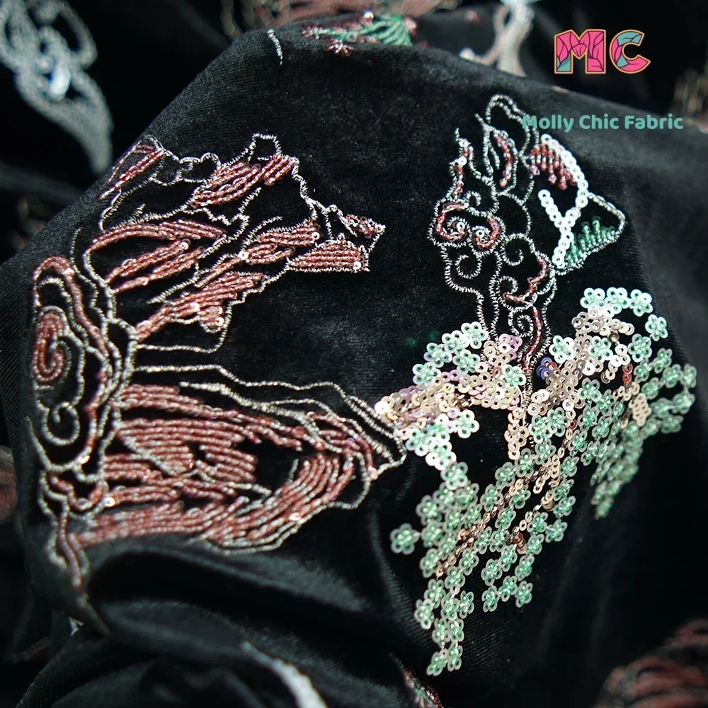 

Новая высококачественная вышивка в китайском стиле, бархатная четырехсторонняя эластичная вышивка, детская одежда, новая китайская ткань Ципао