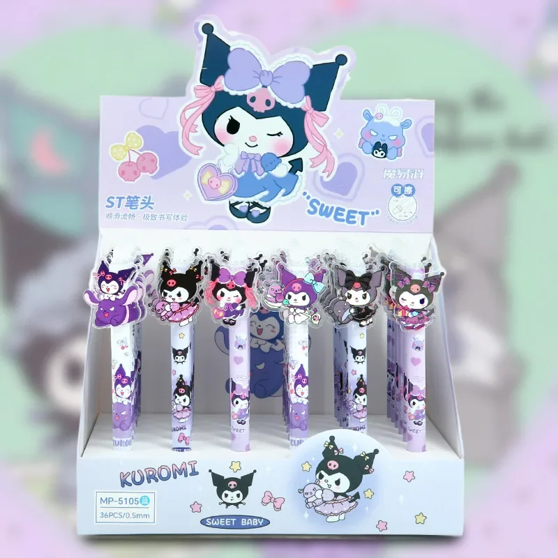 

Стираемая голубая ручка-патч, 36 шт., Sanrio мультфильм Kuromi, нейтральная ручка для студентов, милые канцелярские принадлежности, офисные принадлежности