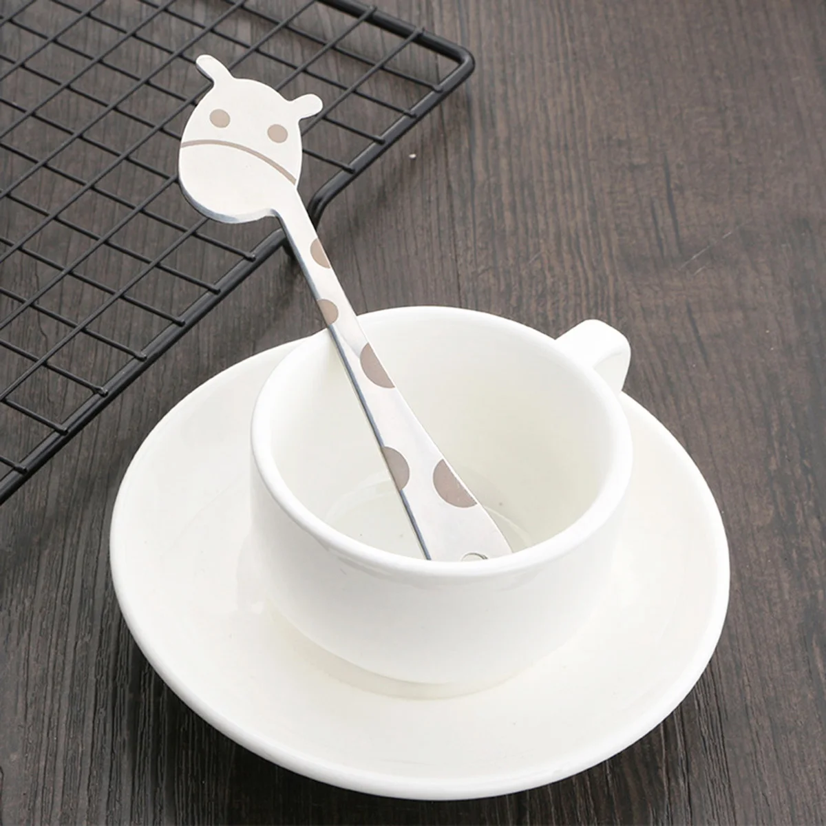 

4Pcs Stainless Steel Fruit Picks Giraffe Handle Two Tooth Forks Dessert Cake Pastry Party Food Appetizer Picks