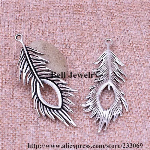 10pcs 28*72mm Three color Vintage Peacock Feathers Charms Diy Metal Feathers Charms Pendant for Jewelry Making