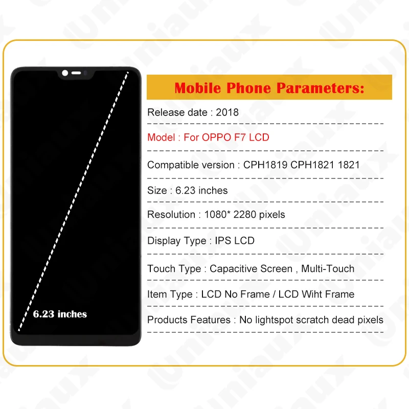 6.23\'\' Original Display For OPPO A3 F7 LCD With Frame for OPPO F7 CPH1819 CPH1821 A3 CPH1837 Display Touch Screen Assembly