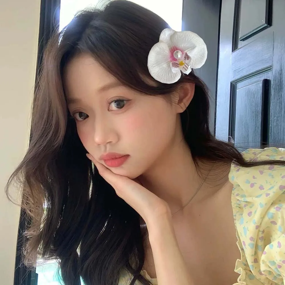 Заколка для волос с цветком сладкой орхидеи в богемном стиле, жемчужная бабочка, орхидея, заколка для волос в тайском стиле, зажим в виде утконоса, женская боковая заколка, летняя