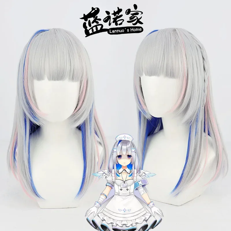 Nijisanji YouTuber Hololive Amane Kanata Nurse Uniform Cosplay Wig Anime Roleplay Party Prop Synthetic Hair Heat Resistant Fiber
