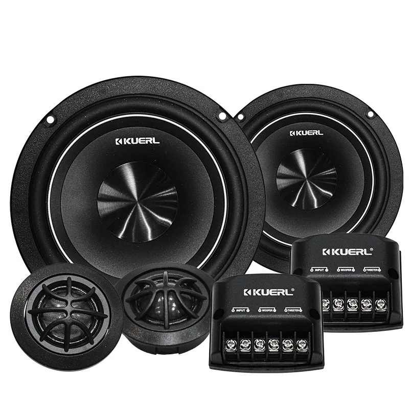 6.5 Inch Car Component Speaker System 2 Way Audio Set with Woofers Tweeters Crossovers High Fidelity Sound for Car Door Upgrade
