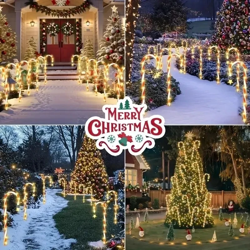 1 مجموعة من 5/8 تعمل بالطاقة الشمسية عيد الميلاد قصب ضوء مقاوم للماء المضادة للتجميد الدافئة ضوء ستار الديكور لقضاء عطلة المكونات الأرضية