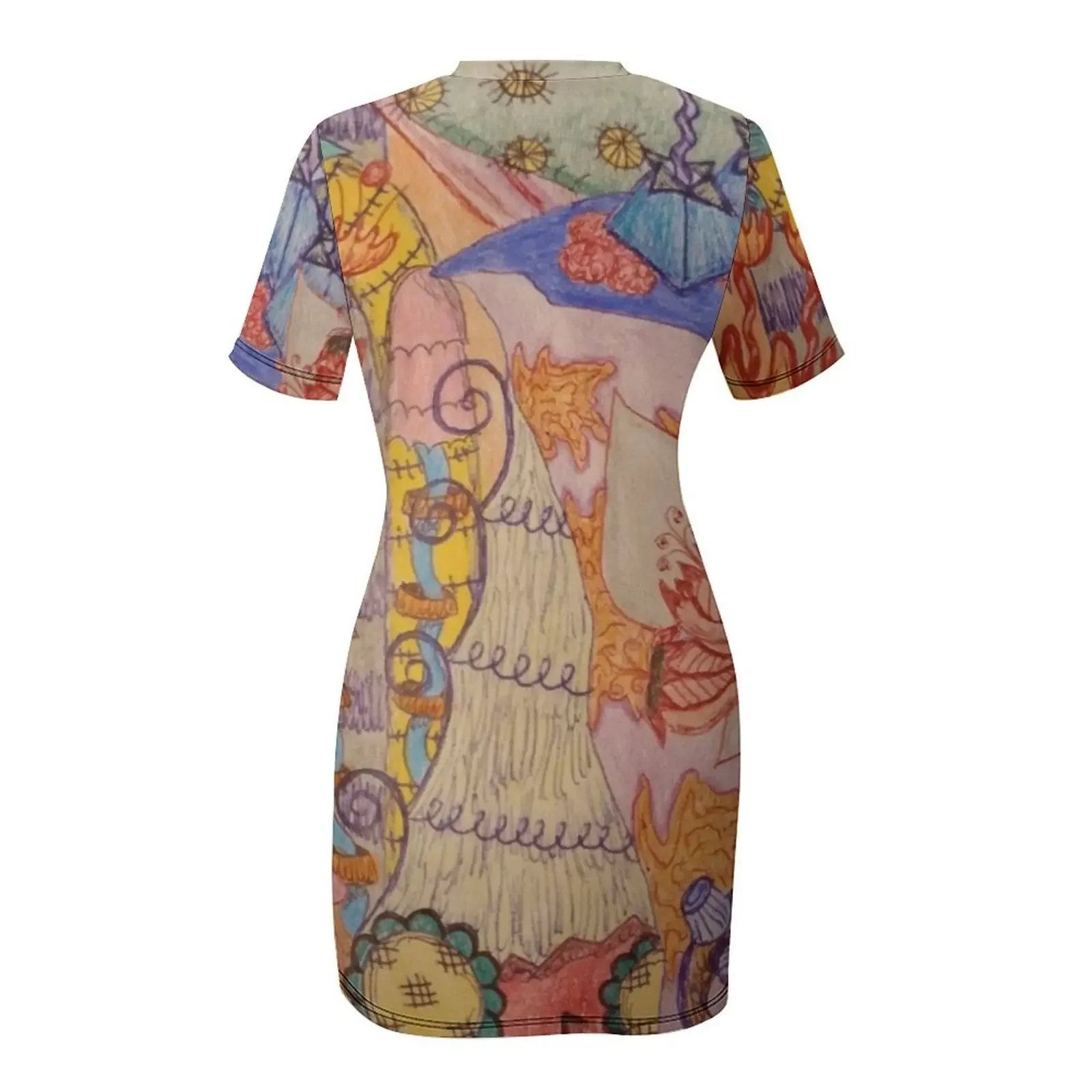 Sukienka z krótkim rękawem \"Trippy Forest\", sukienki damskie, luksusowa długa sukienka, sukienki damskie na studniówkę, sukienka wieczorowa damska