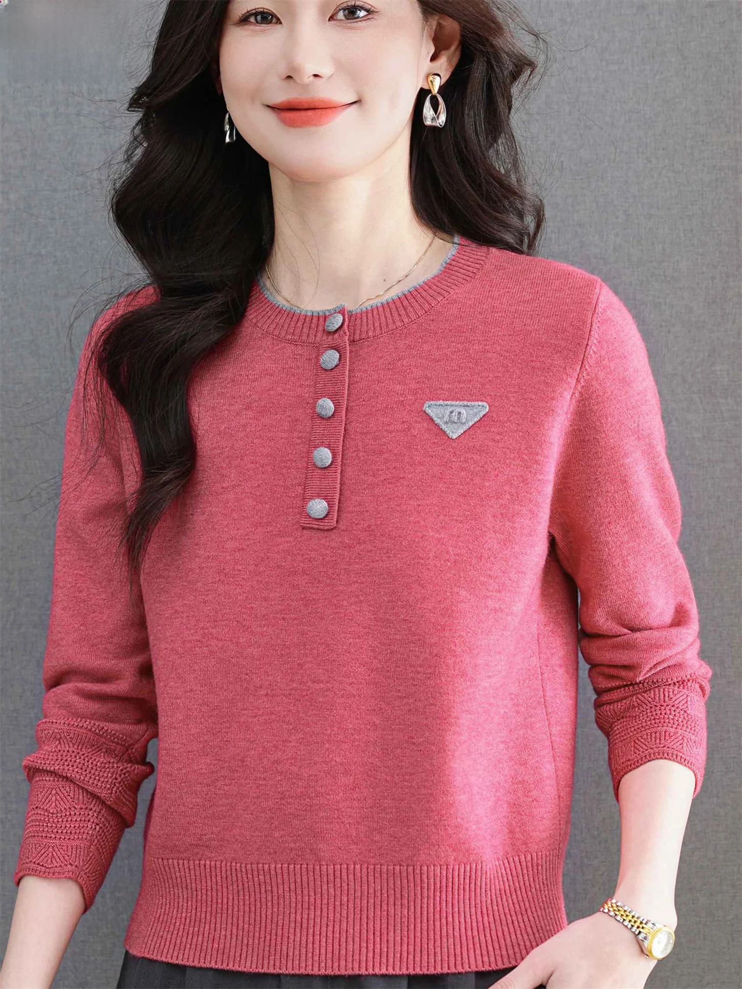 

Faionable ort Wool Sweater round Ne Mommy Sle Top for Women Spring 2026 New Arrival Warm Base Layer Knittedwear